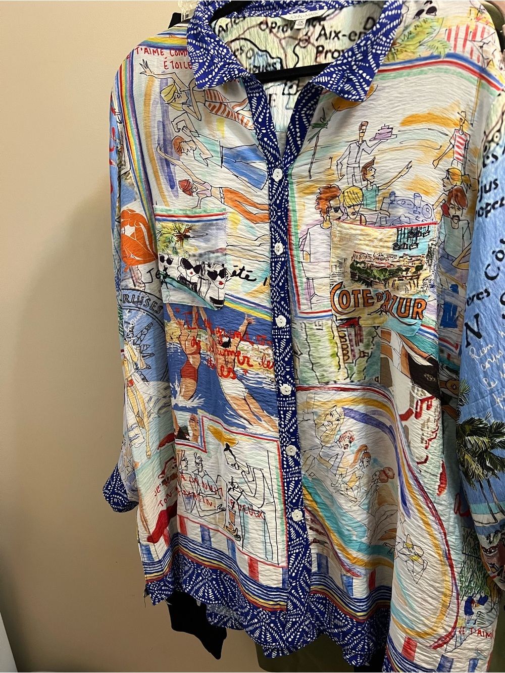 John Mark Multicolor Resort Button-Down Shirt Woman’s roll up sleeve Size 2X